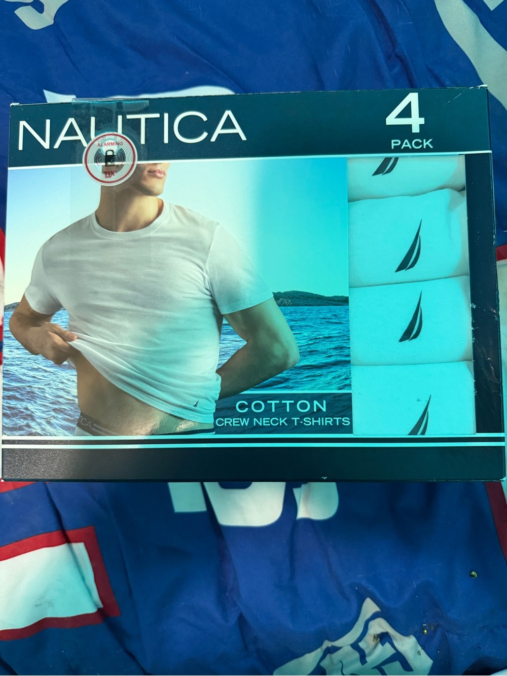 Nautica White Crew Neck 4-Pack with Sail Logo